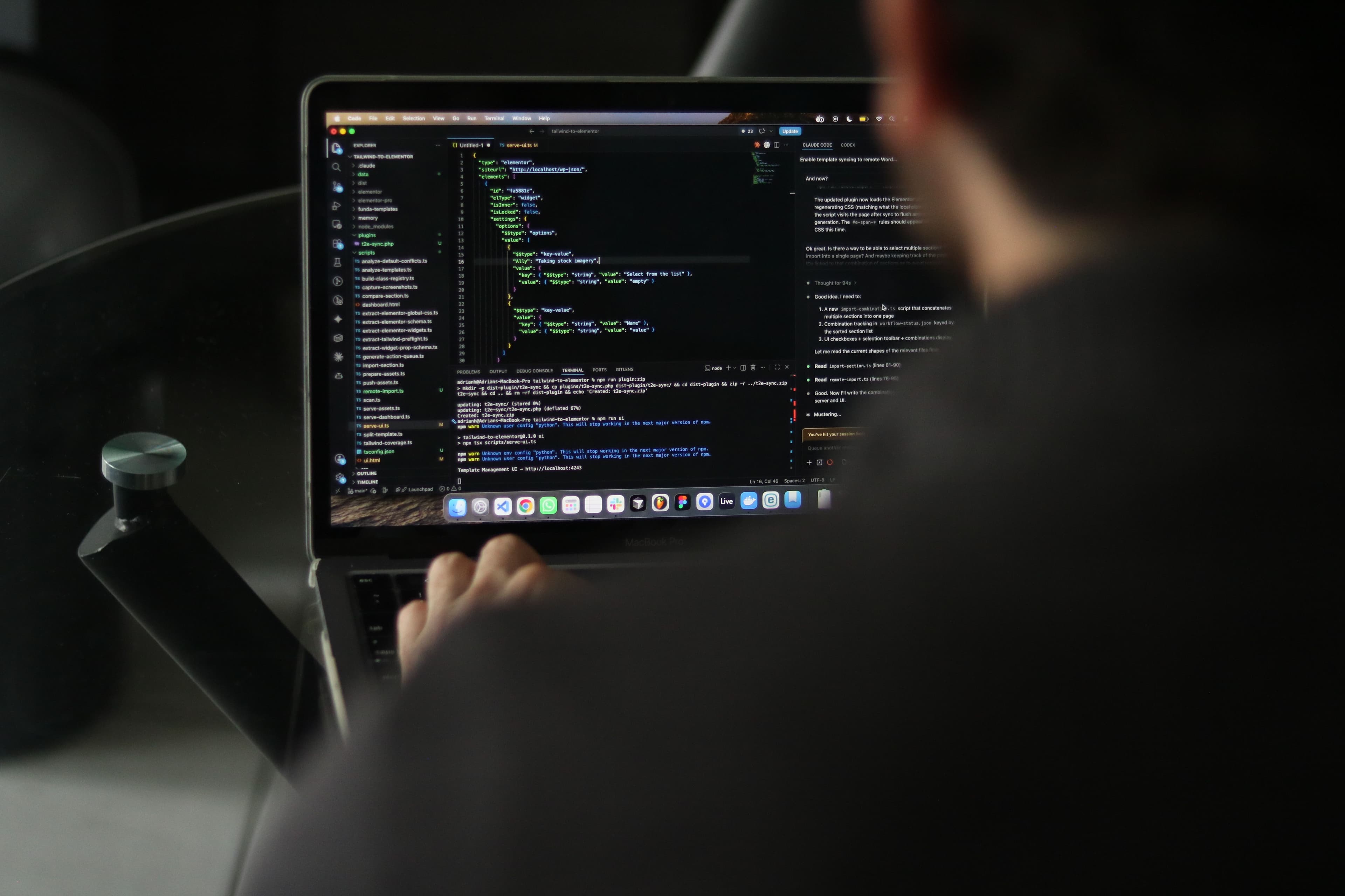 A developer building software on screen.