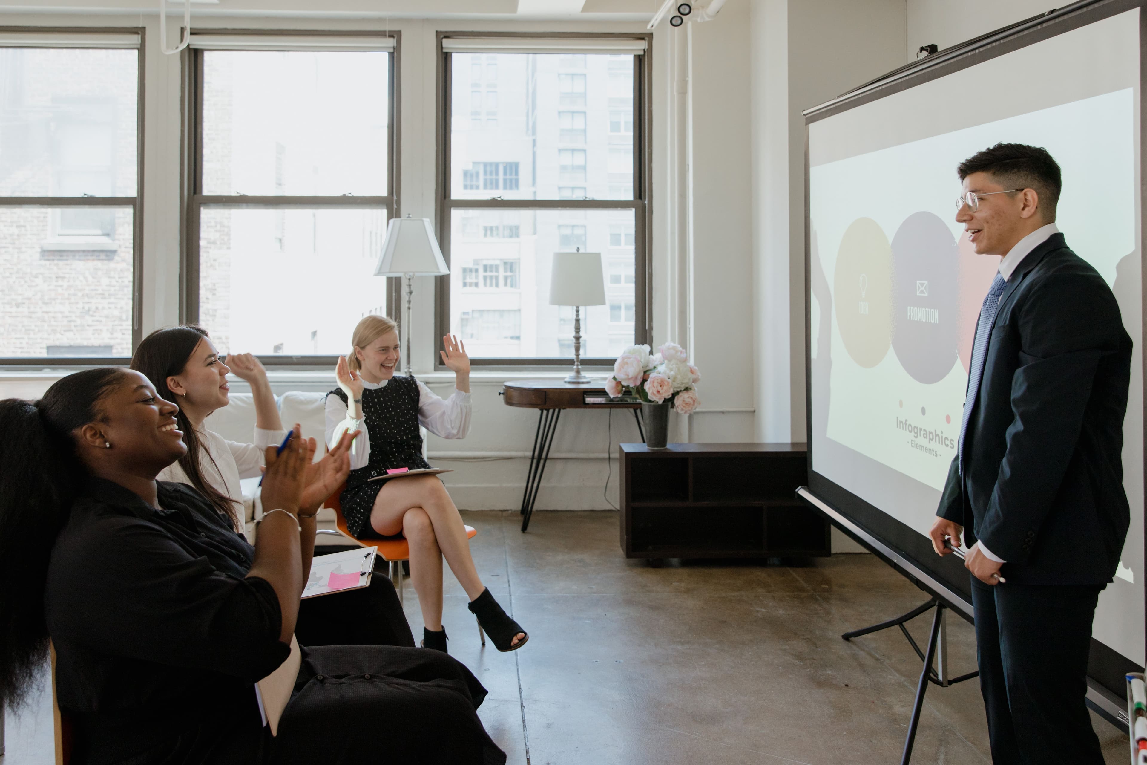 A team in a workshop, learning together.